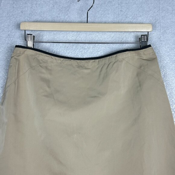 Lida Baday Skirt Womens 10 Tan Silk‎ Blend Pleated Lined Back Slit Officecore - Picture 4 of 15